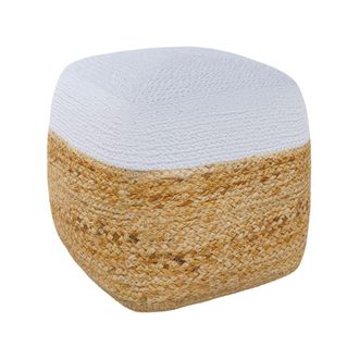 Rendez-Vous D&eacute;co Puf de yute beige y blanco D40 cm