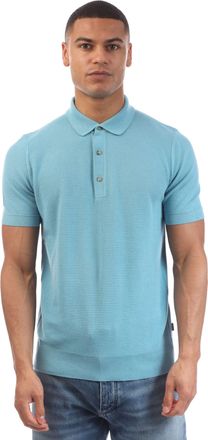 HUGO BOSS Heren Boss H-Iannotti gebreide polotrui in blauw