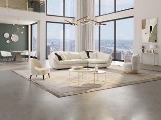 Pascal Morabito Divano angolare 5 posti Pelle di bufalo Avorio Angolo a destra - CAIPI di Pascal Morabito