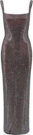 Self Portrait Abito midi in rete con strass - - Dresses - Donna - Grigio - L