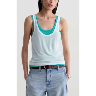 AG - Adriano Goldschmied Ellena Layered Tank in Poolside Green at Nordstrom, Size X-Large