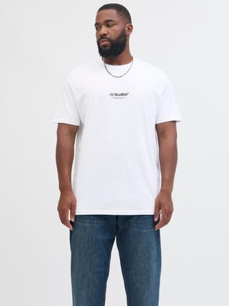 Jack & Jones Plus Size Rundhalsshirt JJESOHO TEE SS CREW NECK NOOS PLS, Herren, Gr. 4XL, weiss (wei&szlig;), Jersey, Obermaterial: 100% Baumwolle, JACK & JONES PLUSSIZE, bedruckt,