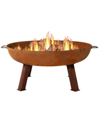 Sunnydaze 34In Fire Pit Cast Iron With Rustic Finish Wood-Burning Fire Bowl