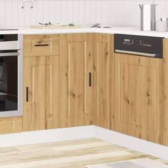 Berkfield Home Kitchen Corner Base Cabinet&not;Porto Artisan Oak Engineered Wood in Brown