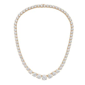 Diana M. Jewels 14kt Rose Gold 10cts lab grown Round diamond 4 Prong Graduated tennis necklace