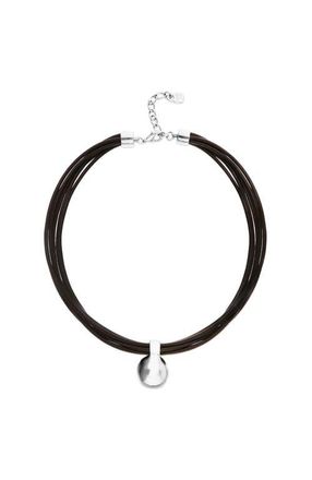 UNOde50 Leather necklace with large sterling silver-plated dial at Nordstrom