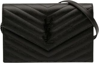 Saint Laurent Tweedehands leren portemonnees - Dames - Vintage Accessoires - Zwart - ONE Size - Vintage