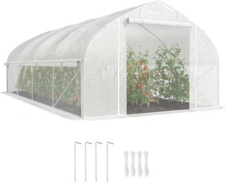 OEM Invernadero De T&uacute;nel 6x3x2 M Con Anti-uv Y Puerta Enrollable Con Cremallera Paredes Laterales Con Malla Blanco