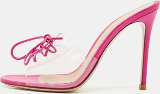 Gianvito Rossi Transparent/pink Pvc And Leather Lace Up Slide Sandals