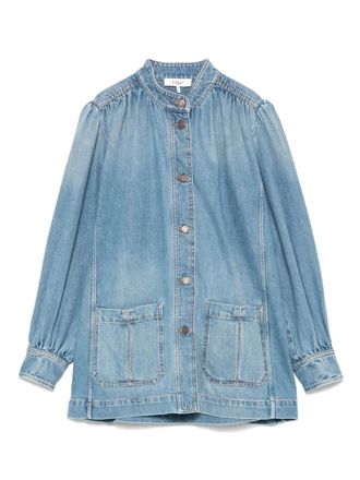 Chlo&eacute; gathered denim jacket - women - Calf Leather/Cotton - 36 - Blue
