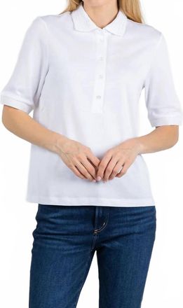 Margittes Crochet Collar Drape Polo In White