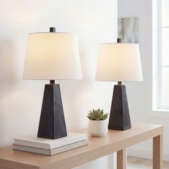 Jonathan Y Designs Owen Contemporary Resin LED Table Lamp in Black Marble Finish- Set Of 2 at Nordstrom