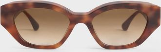Charles & Keith Tortoiseshell Recycled Acetate Sculptural Cat-Eye Sunglasses