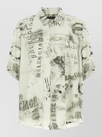 Balenciaga minimal short sleeve shirt button collar