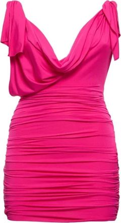 The Attico Jersey Mini Rok met Diepe Halslijn - Dames - Feestkleedjes - Roze - S - Kleedjes