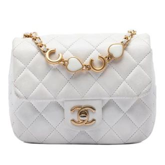 Chanel Pre-owned Quilted Lambskin Crossbody Bag - Dames - Pre-owned - Wit - Maat: ONE Size Zijde