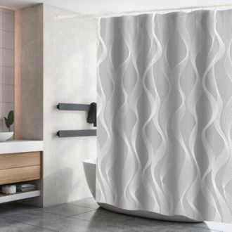 OEM Cortina De Ducha Gris, Impermeable, 180 X 200 Cm, Poli&eacute;ster, Lavable, Incluye 12 Ganchos, Resistente Al Moho - Crezuo