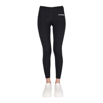 Jil Sander Training Leggings, female, Black, Size: M Logo Waistband Leggings