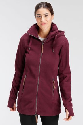 Polarino Fleecejacke POLARINO, Damen, Gr. 34, rot (weinrot), Fleece, Obermaterial: 100% Polyester, unifarben, angesetztes B&uuml;ndchen mit Daumenl&ouml;chern, Jacken Fl