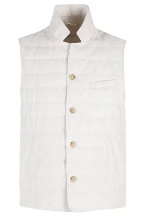 Seventy Beige Quilted Sleeveless Linen Vest