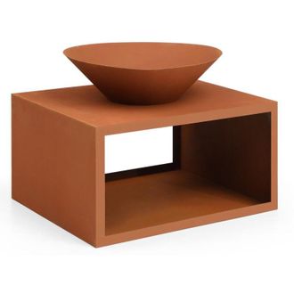 Vente-Unique Vente-unique - Braciere con Portalegna L90 x H67,5 x P75 cm in Acciaio Corten - bezio