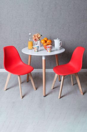 Regalos Miguel Regalos Miguel - Descuento Extra - Conjunto Mesa Tower Redonda 80 Cm Blanca Y Pack 2 Sillas Kelen - Rojo