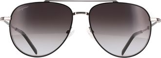 Ferragamo Aviator Mens Black Light Ruthenium Grey Gradient SF226S Metal - One Size