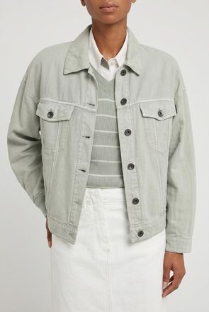 Brunello Cucinelli Light Green Linen Jacket, Brand Size 44 (US Size 10)