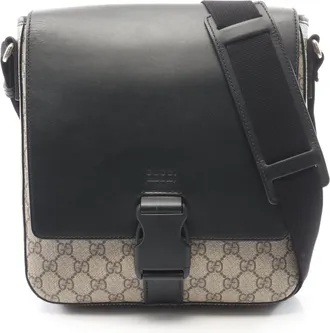 Gucci Beige Black Pvc Leather Handbag Shoulder Bag (Pre-Owned)