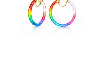 Gold & Honey Womens Tie Dye Lucite Thin Hoops In Rainbow
