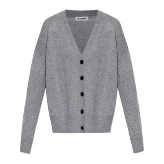 Jil Sander Cashmere Knitwear, female, Gray, Size: S Oversized Cashmere Cardigan