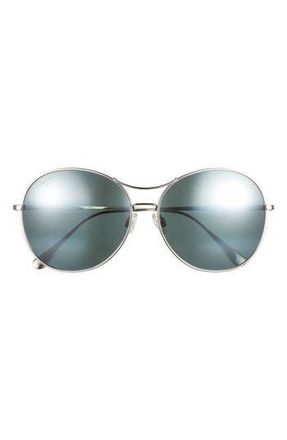 Maui Jim 61mm Polarized Oval Sunglasses in Silver Silver Grey at Nordstrom Rack
