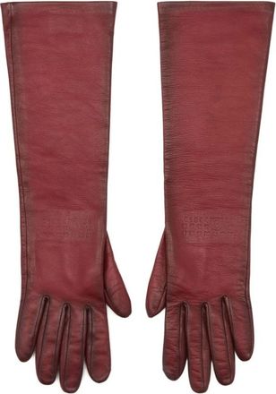 Maison Margiela Middellange leren handschoenen - Dames - Handschoenen - Rood - 8 1/2 IN - Leer - Accessoires