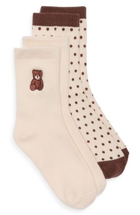 BP. Assorted 2-Pack Crew Socks in Ivory- Brown at Nordstrom