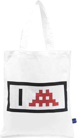 Comme Des Gar&ccedil;ons Tassen, Dames, Wit, ONE Size, Katoen, Invader Katoenen Tote Bag