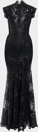 Zhivago Stolen Dreams Sheer Lace Mermaid Gown
