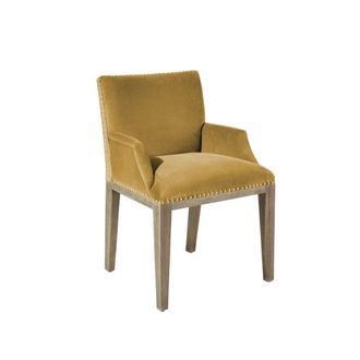 Robin des Bois Silla de mesa de acacia y terciopelo tachonado amarillo