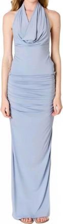 Nia Selena Ruched Maxi Skirt In Slate Blue
