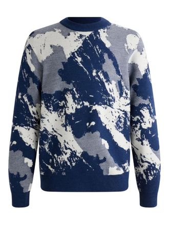 Fusalp jacquard -knit top - men - Wool/Merino - L - Blue