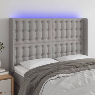 vidaXL Cabecero Con Led De Tela Gris Claro 147x16x118/128 Cm Vidaxl