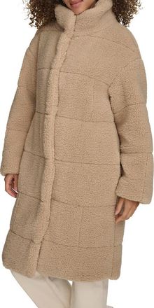 Levi's Quilted Fleece Long Teddy Coat in Sand at Nordstrom, Size X-Large