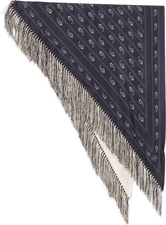 Tory Burch Sciarpa con frange e stampa paisley - Blu
