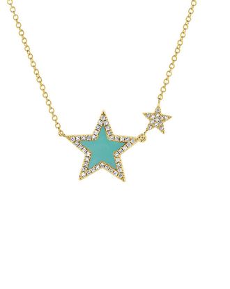 Sabrina Designs 14K 0.63 Ct. Tw. Diamond & Turquoise Star Necklace