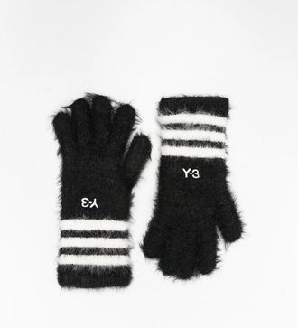 Yohji Yamamoto Logo-embroidered Brushed-effect Gloves