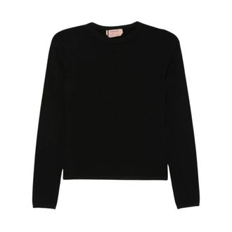 Twinset Fijngebreide trui met ronde hals - Dames - Truien - Zwart - Maat: M