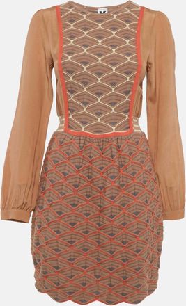 M Missoni Brown Patterned Knit Mini Dress