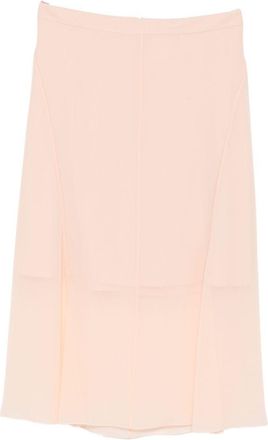 MUGLER Pink Sheer Panelling Flared Midi Skirt