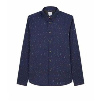 Paul Smith Overhemden, Heren, Blauw, S, Katoen, Shirt met meerkleurig kometenpatroon