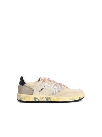 Premiata Bskt Clay Grey Leather Blend Sneakers
