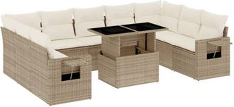 vidaXL Juego De Sof&aacute;s Jard&iacute;n Con Cojines Beige 10 Pzas Rat&aacute;n Sint&eacute;tico Vidaxl